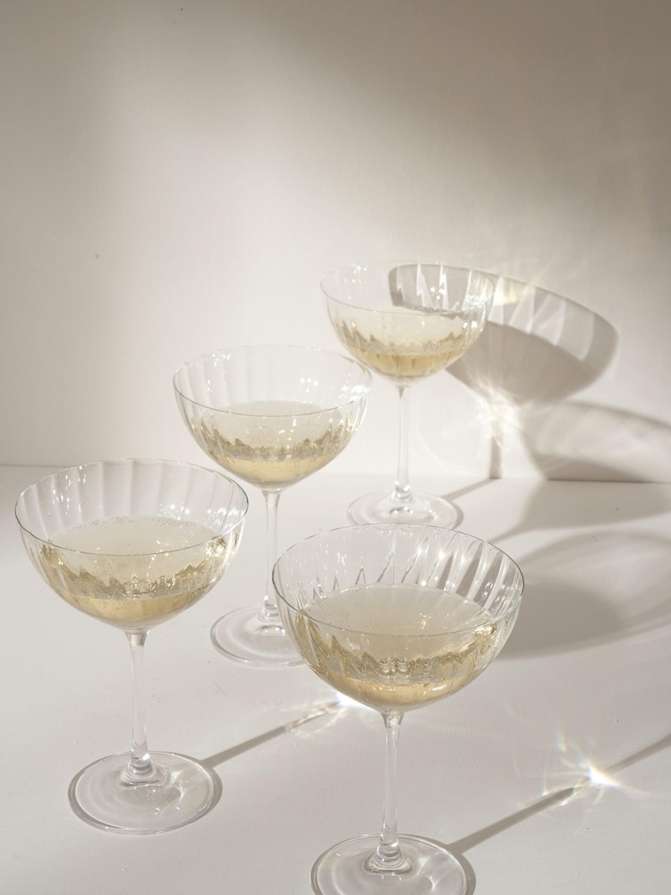 Truly Set of 4 Clear Crystal Coupes Champagne Flutes - Image 1 of 4