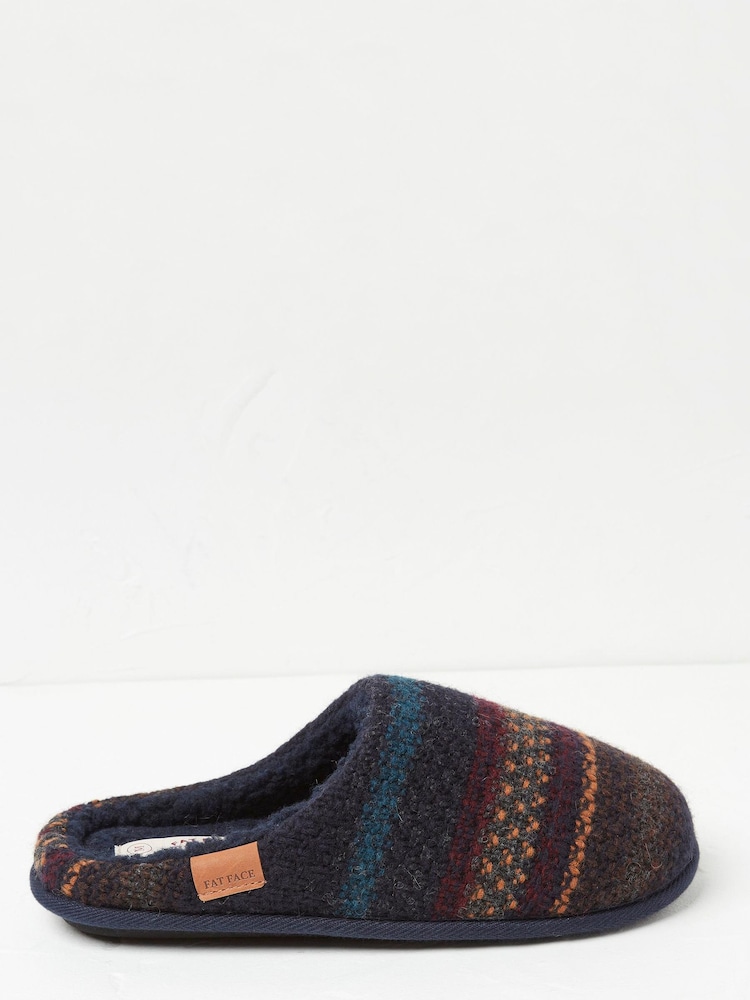 FatFace Blue Tommy Textured Knit Slippers - Image 1 of 4