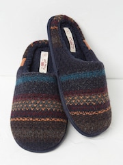 FatFace Blue Tommy Textured Knit Slippers - Image 2 of 4