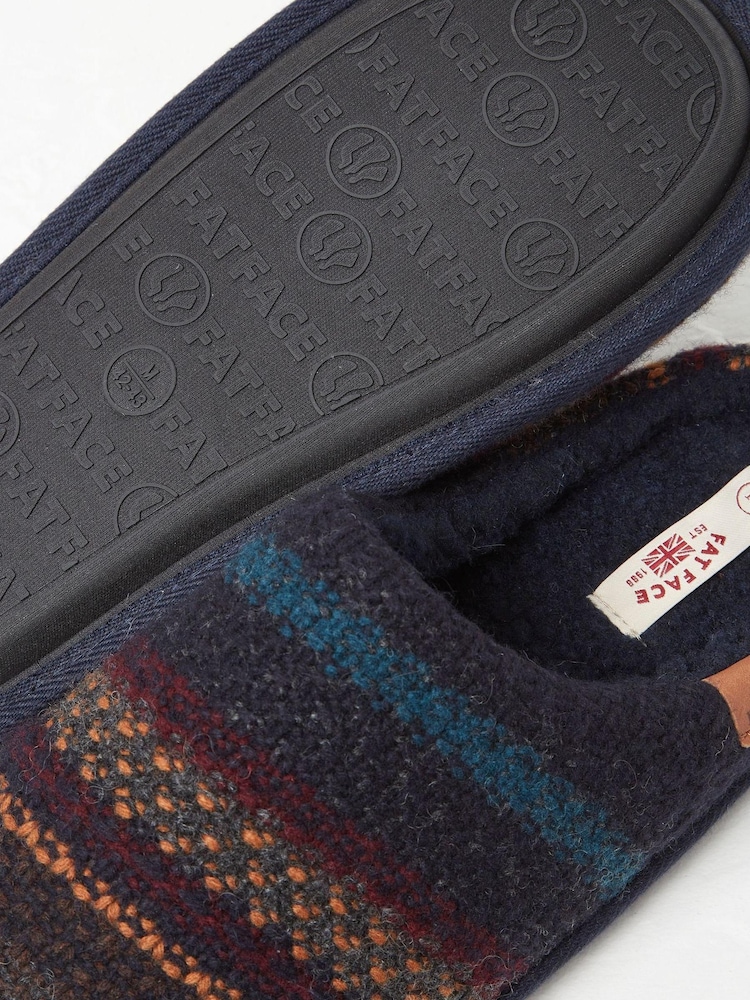 FatFace Blue Tommy Textured Knit Slippers - Image 4 of 4
