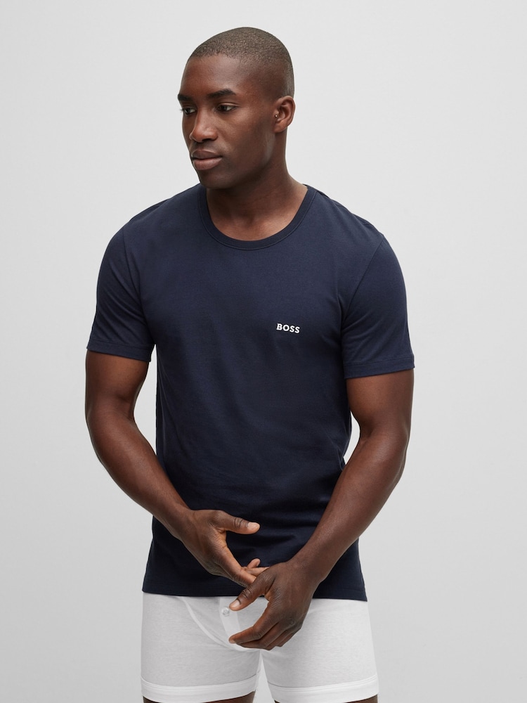BOSS Black/White/Navy Classic 100% Cotton T-Shirts 3 Pack - Image 2 of 10