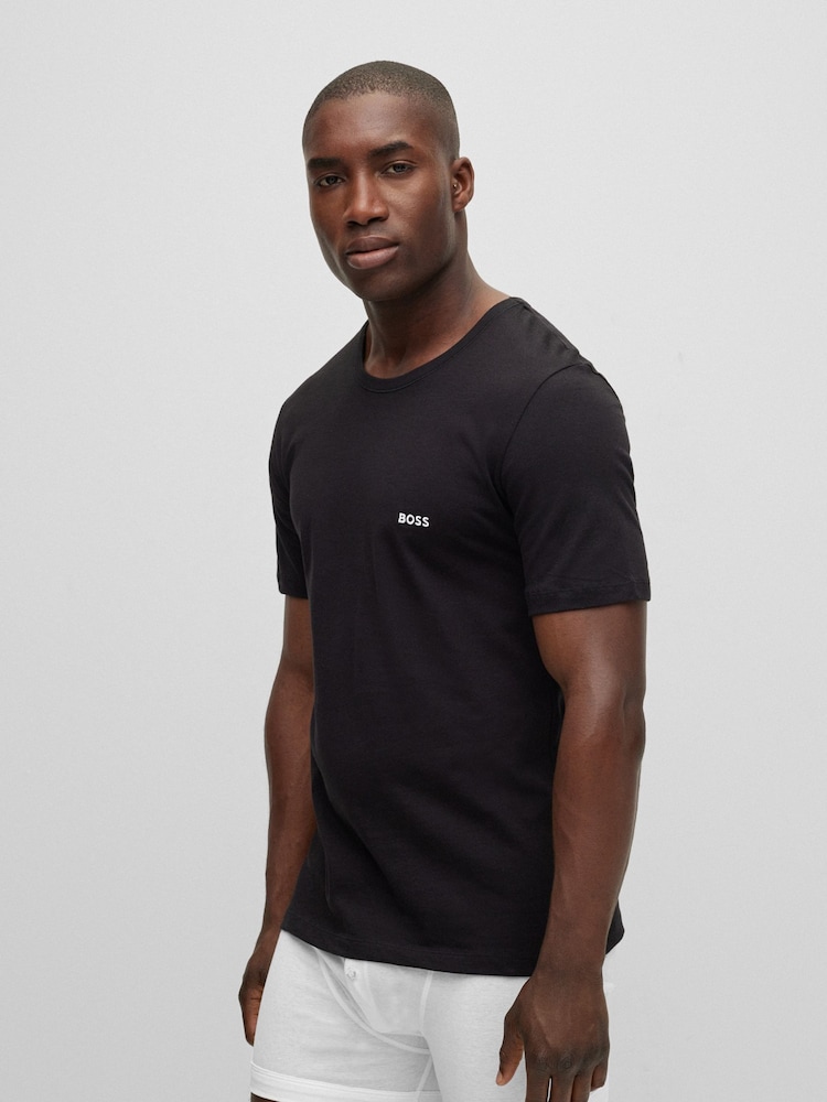 BOSS Black/White/Navy Classic 100% Cotton T-Shirts 3 Pack - Image 4 of 10