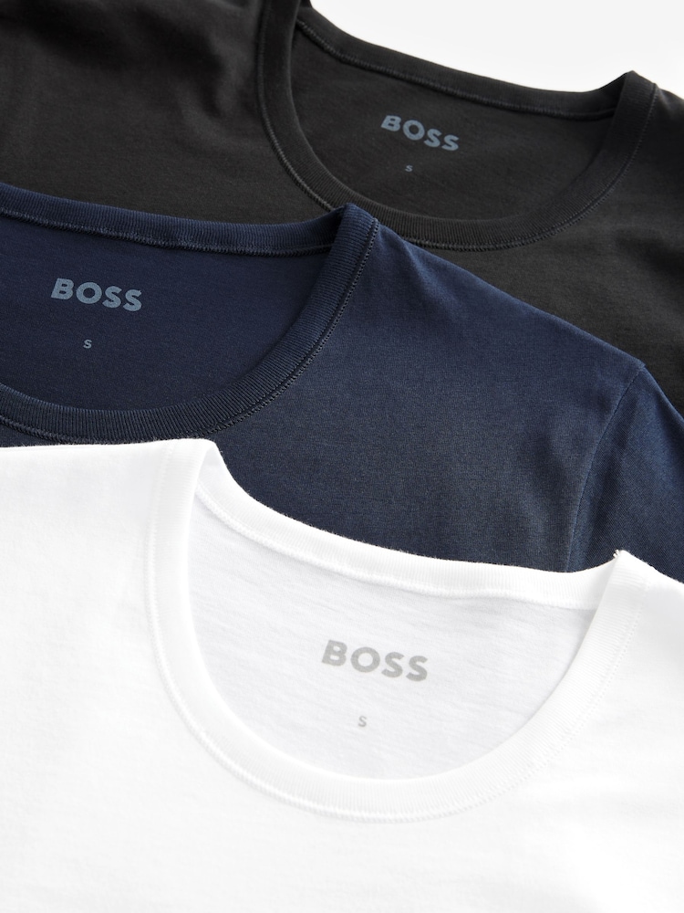 BOSS Black/White/Navy Classic 100% Cotton T-Shirts 3 Pack - Image 8 of 10