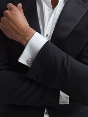 Reiss Silver Ardley Stone Insert Cufflinks - Image 5 of 6