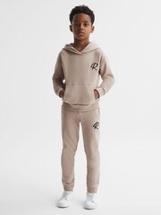 Reiss Taupe Cade Junior Relaxed Garment Dyed Logo Hoodie - Image 3 of 6