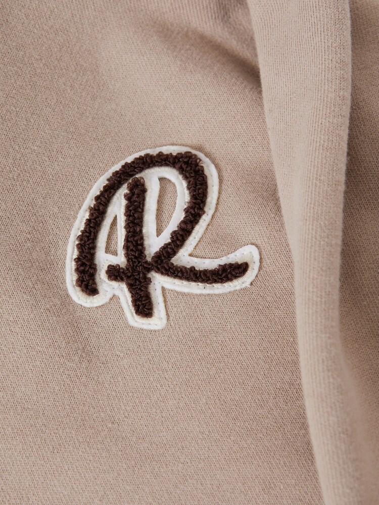 Reiss Taupe Cade Junior Relaxed Garment Dyed Logo Hoodie - Image 6 of 6