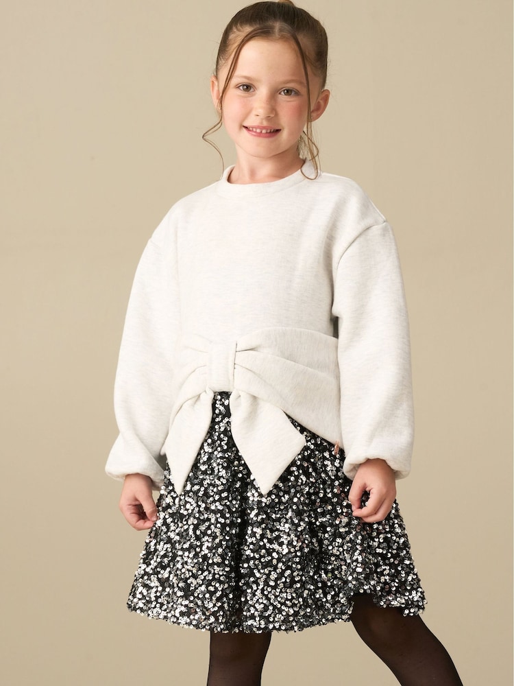 Angel & Rocket Grey Ella Sequin Sweat Dress - Image 1 of 4
