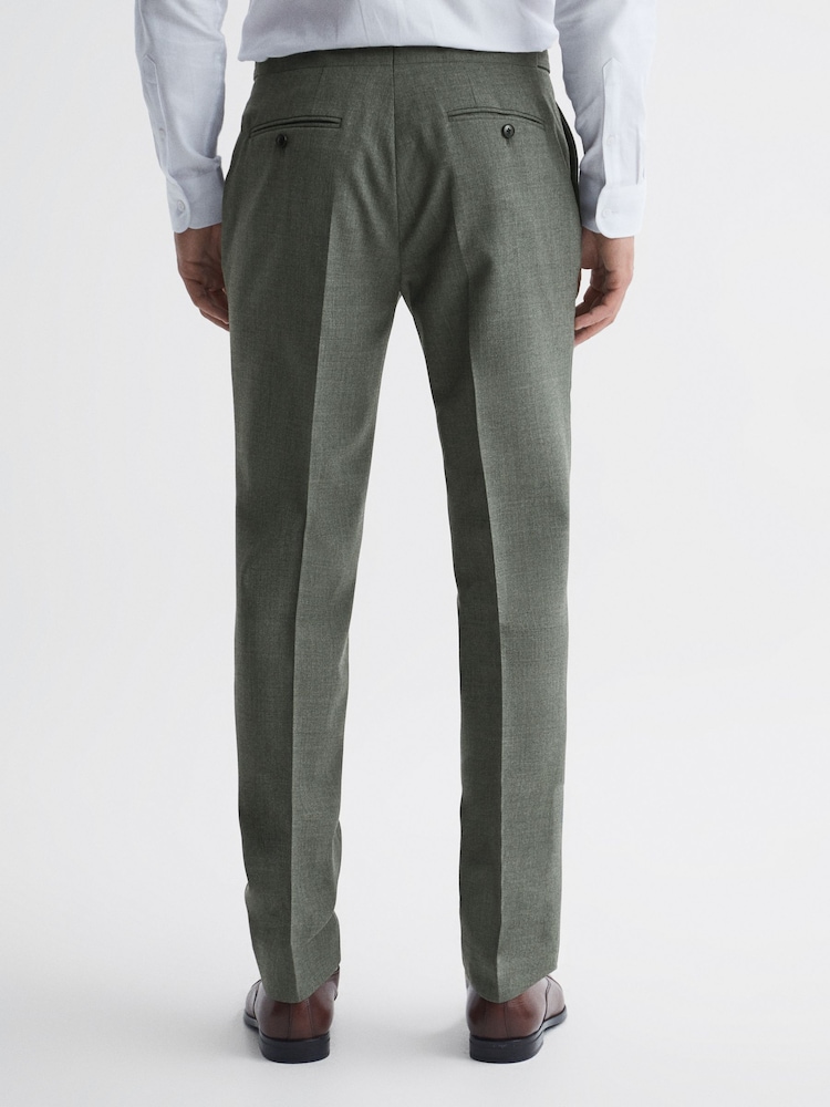 Reiss Green Firm Slim Fit Wool Side Adjuster Trousers - Image 5 of 5 Reiss Green Firm Slim Fit Wool Side Adjuster Trousers - Image 5 of 5