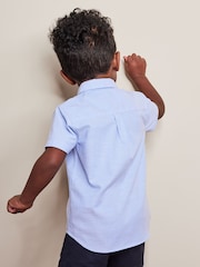 Blue Short Sleeve Trimmed Oxford Shirt (3mths-7yrs) - Image 3 of 7