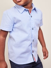 Blue Short Sleeve Trimmed Oxford Shirt (3mths-7yrs) - Image 4 of 7