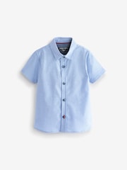 Blue Short Sleeve Trimmed Oxford Shirt (3mths-7yrs) - Image 5 of 7
