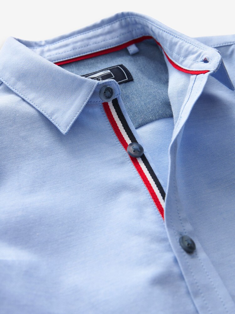 Blue Short Sleeve Trimmed Oxford Shirt (3mths-7yrs) - Image 7 of 7 Blue Short Sleeve Trimmed Oxford Shirt (3mths-7yrs) - Image 7 of 7