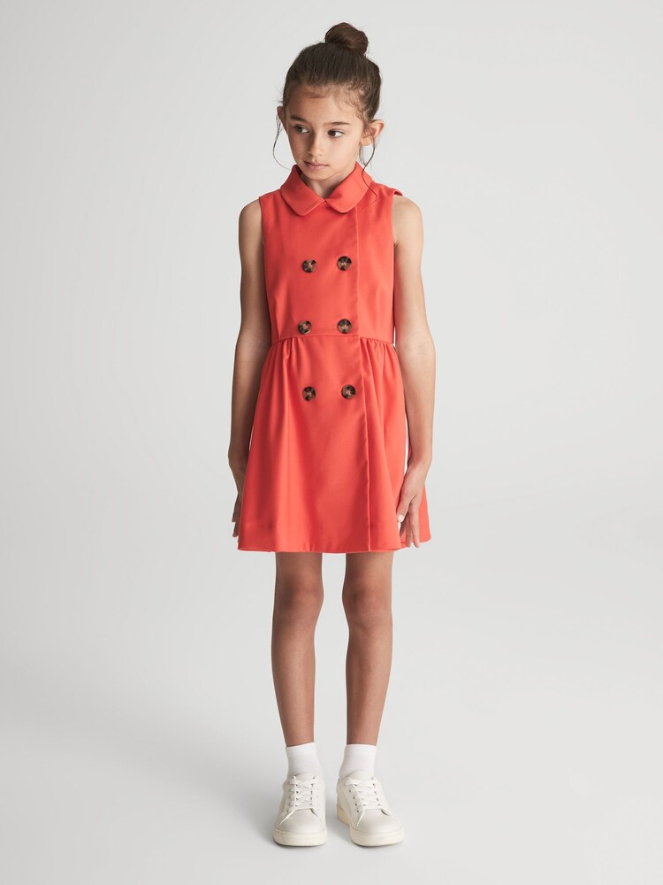 Reiss Coral Mona Junior Sleeveless Button Detail Dress - Image 1 of 7