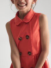 Reiss Coral Mona Junior Sleeveless Button Detail Dress - Image 4 of 7