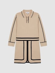 Reiss Camel Layla 9-12 yrs Knitted Mini Dress - Image 2 of 6