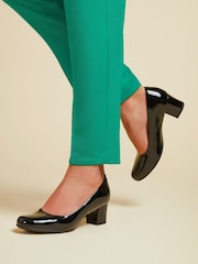 Pavers Black Patent Heeled Court Shoes - Image 1 of 6