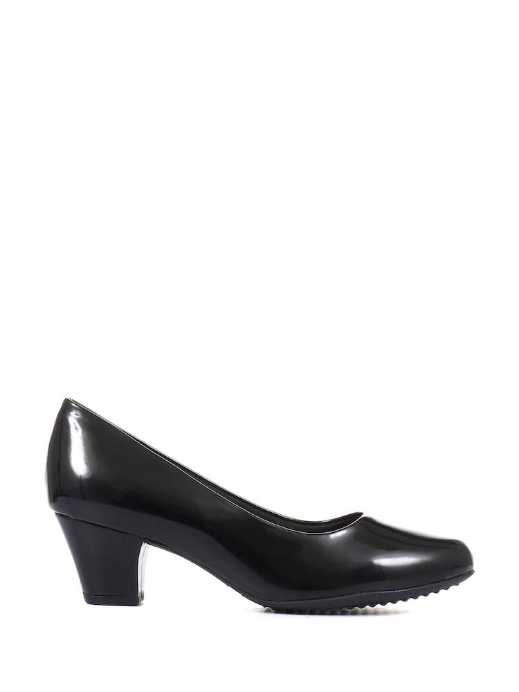 Pavers Black Patent Heeled Court Shoes - Image 2 of 6