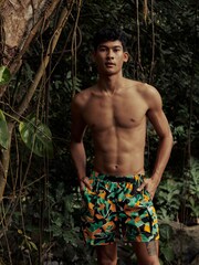 Nike Green Voyage Camo 5 Inch Swim Shorts - Image 1 of 8
