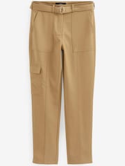 Camel Brown Smart Utility Cargo Belted Taper Trousers - Image 5 of 5
