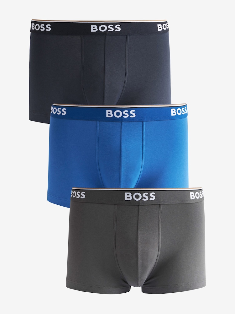 BOSS Blue/ Grey Power Trunks 3 Pack - Image 1 of 12