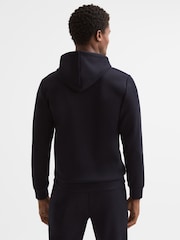 Reiss Navy James Slim Fit Interlock Drawstring Motif Hoodie - Image 5 of 6