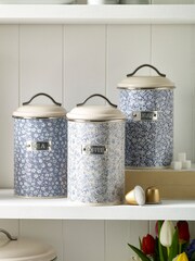 Set of 3 Blue Cordelia Floral Storage Tins - Image 1 of 2