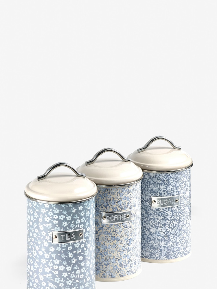 Set of 3 Blue Cordelia Floral Storage Tins - Image 2 of 2
