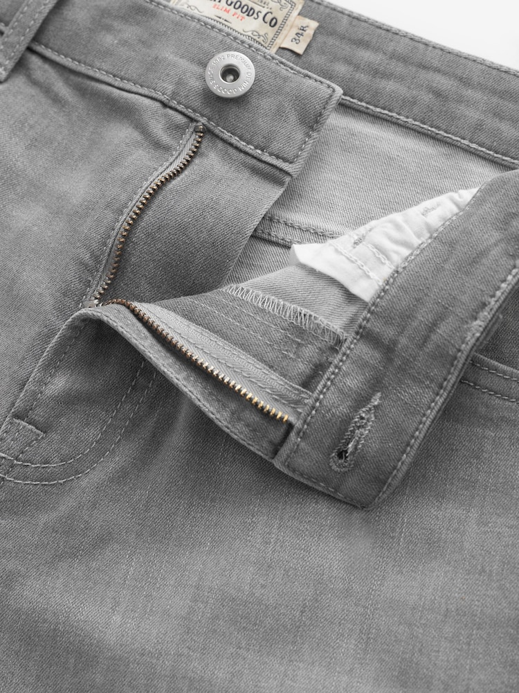 Light Grey Slim Stretch Denim Shorts - Image 3 of 5