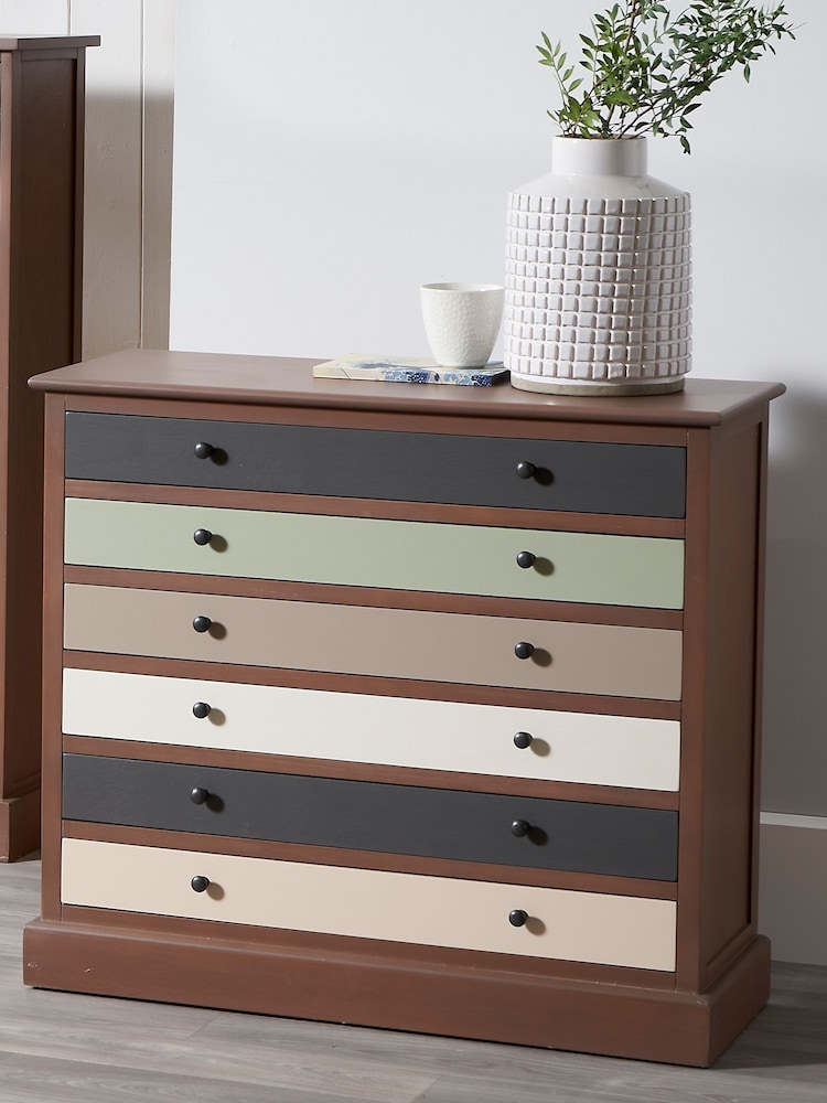 Pacific Sage Green Loft Pine Wood 6 Drawer Unit - Image 1 of 4