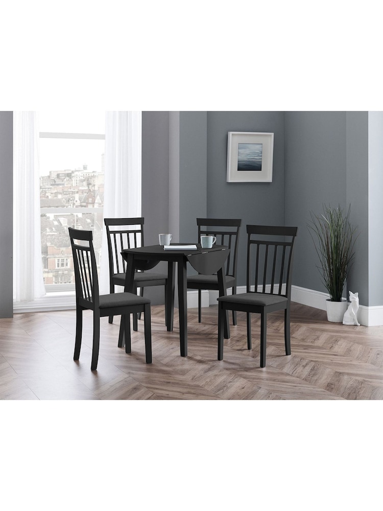Julian Bowen Black Coast Double Drop Leaf Round 4 Seater Dining Set - Image 1 of 4