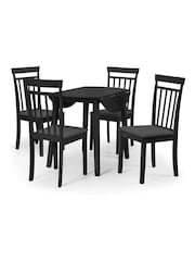 Julian Bowen Black Coast Double Drop Leaf Round 4 Seater Dining Set - Image 2 of 4