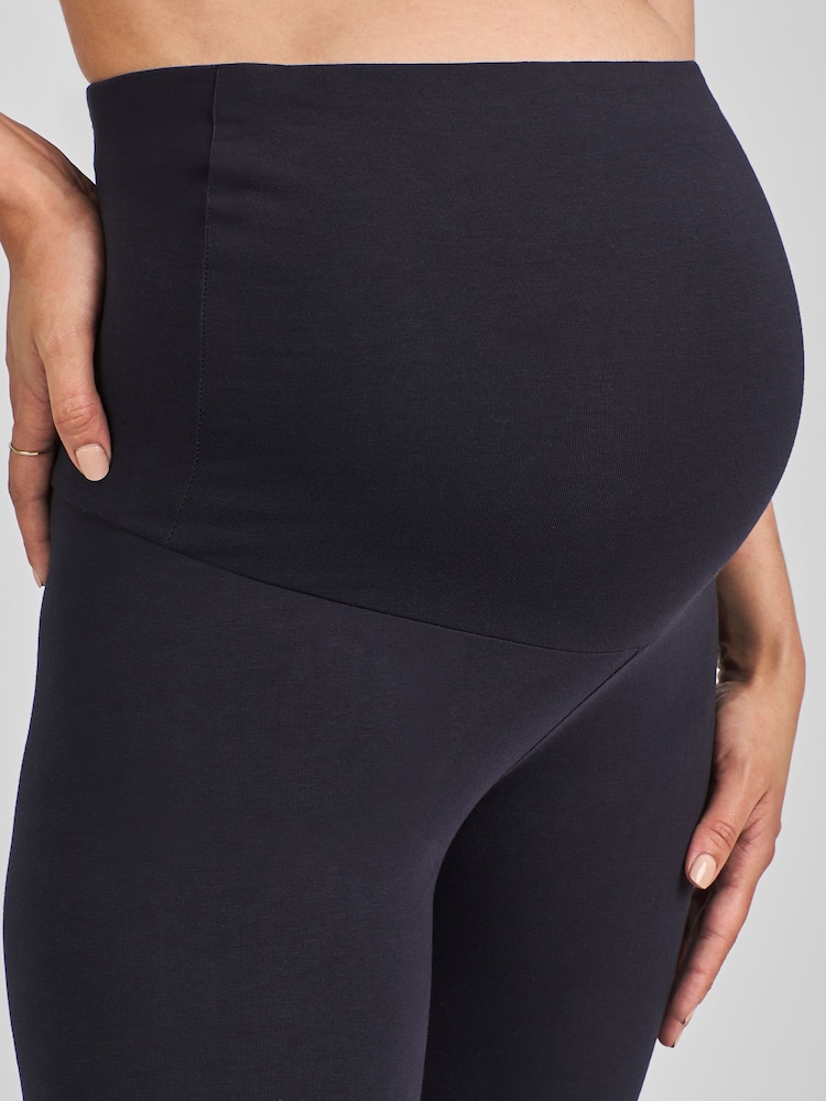 JoJo Maman Bébé Navy Blue Cotton Rich Maternity Leggings - Image 4 of 5
