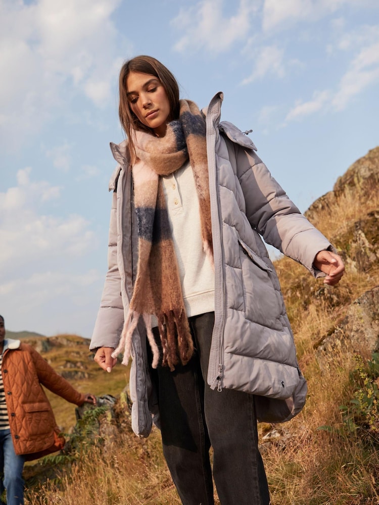 Joules Purple Whitwell Mid Length Puffer Coat - Image 1 of 10