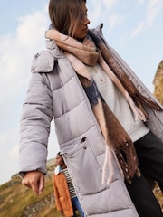 Joules Purple Whitwell Mid Length Puffer Coat - Image 2 of 10
