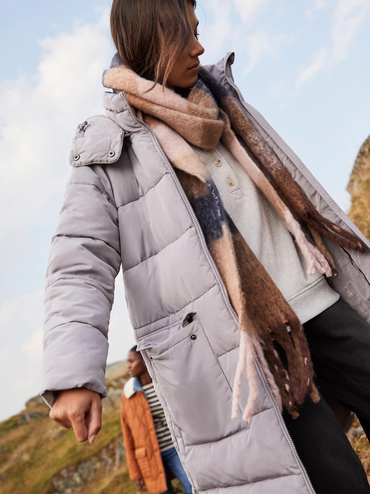 Joules Purple Whitwell Mid Length Puffer Coat - Image 2 of 10