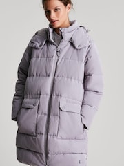 Joules Purple Whitwell Mid Length Puffer Coat - Image 4 of 10
