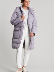 Joules Purple Whitwell Mid Length Puffer Coat - Image 6 of 10