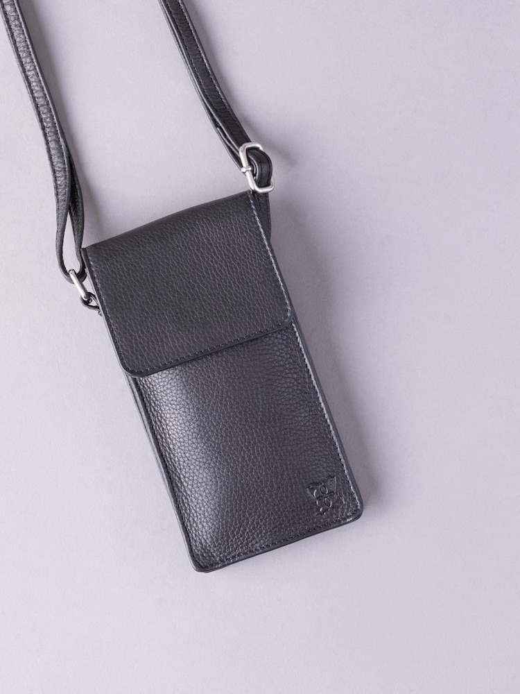 Lakeland Leather Black Cross-Body Phone Pouch Bag - Image 2 of 6