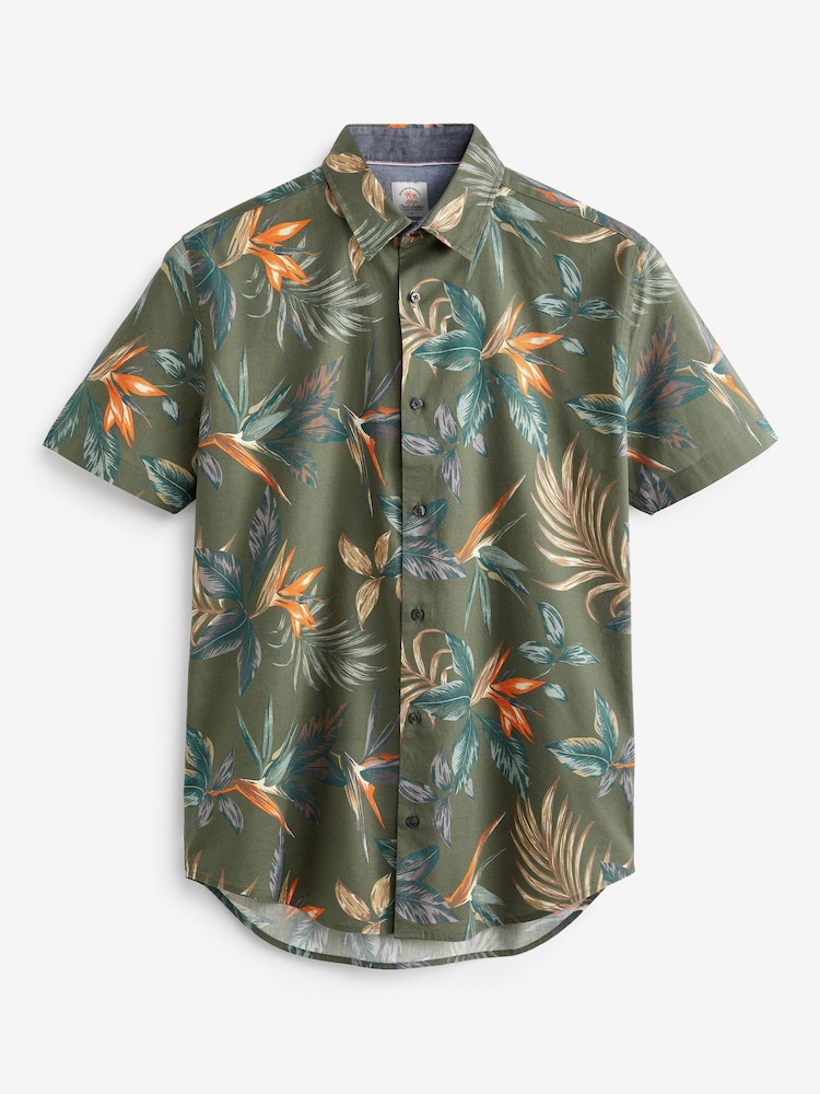 vert foncé - Chemise Manche courte imprimée hawaïenne - Image 4 of 5