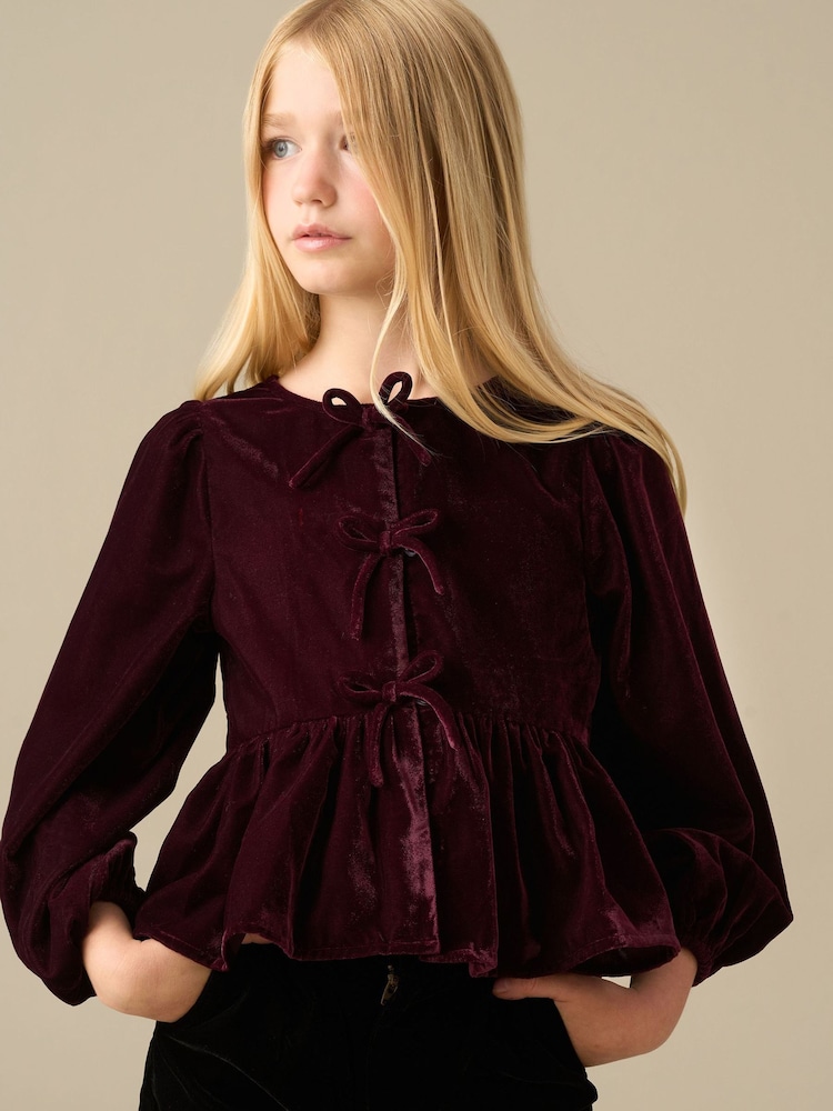 Angel & Rocket Red Hattie Bow Peplum Long Sleeve Top - Image 1 of 3