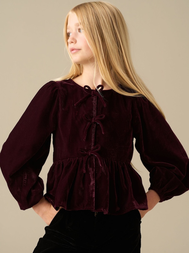 Angel & Rocket Red Hattie Bow Peplum Long Sleeve Top - Image 2 of 3