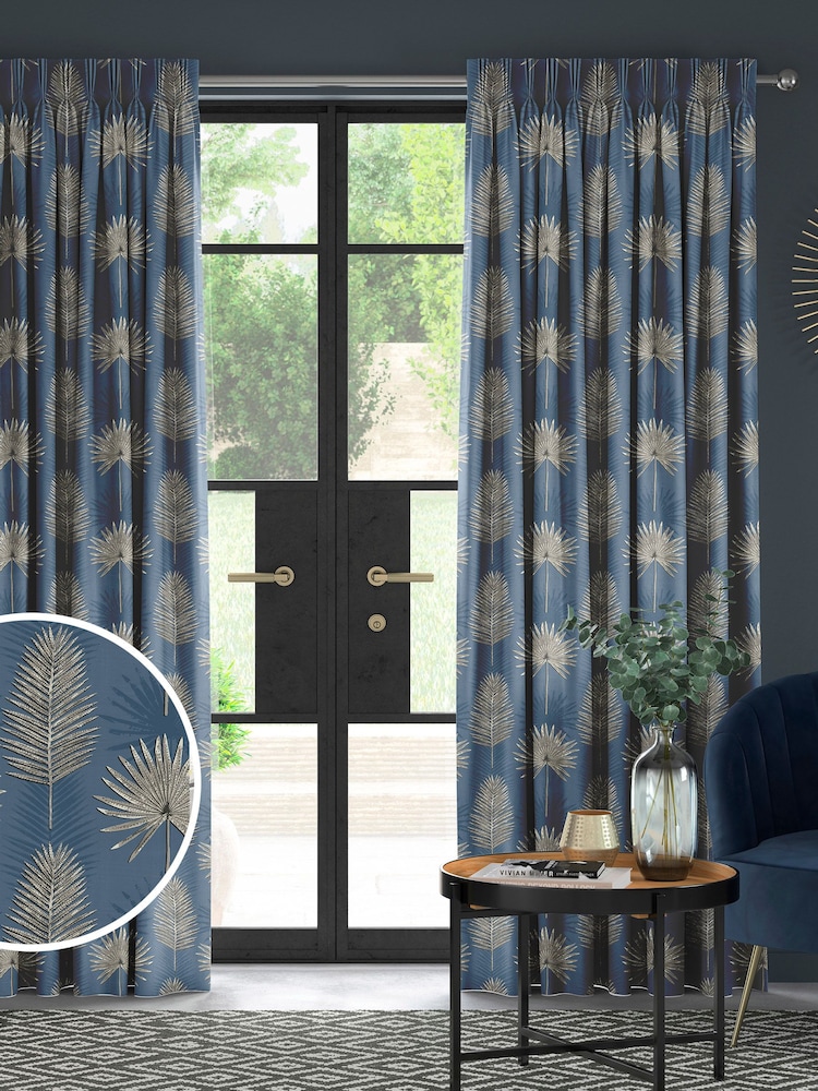 Ink Blue Sellus Made To Measure 100% Cotton Curtains - Image 1 of 1