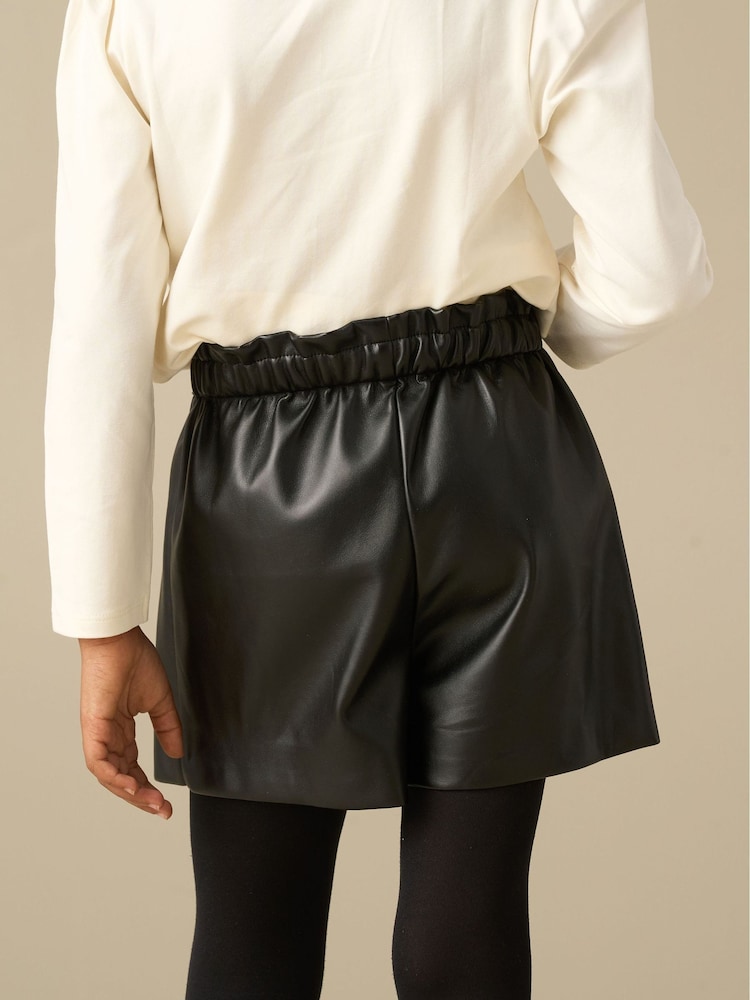 Angel & Rocket Black Ada Bow Faux Leather Skort - Image 2 of 3