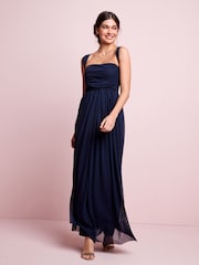 Navy Blue Mesh Multiway Bridesmaid Wedding Maxi Dress - Image 2 of 7