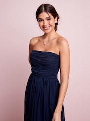 Navy Blue Mesh Multiway Bridesmaid Wedding Maxi Dress - Image 4 of 7