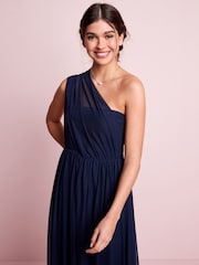 Navy Blue Mesh Multiway Bridesmaid Wedding Maxi Dress - Image 5 of 7