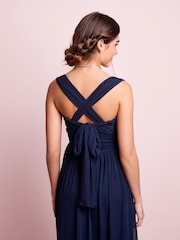 Navy Blue Mesh Multiway Bridesmaid Wedding Maxi Dress - Image 6 of 7