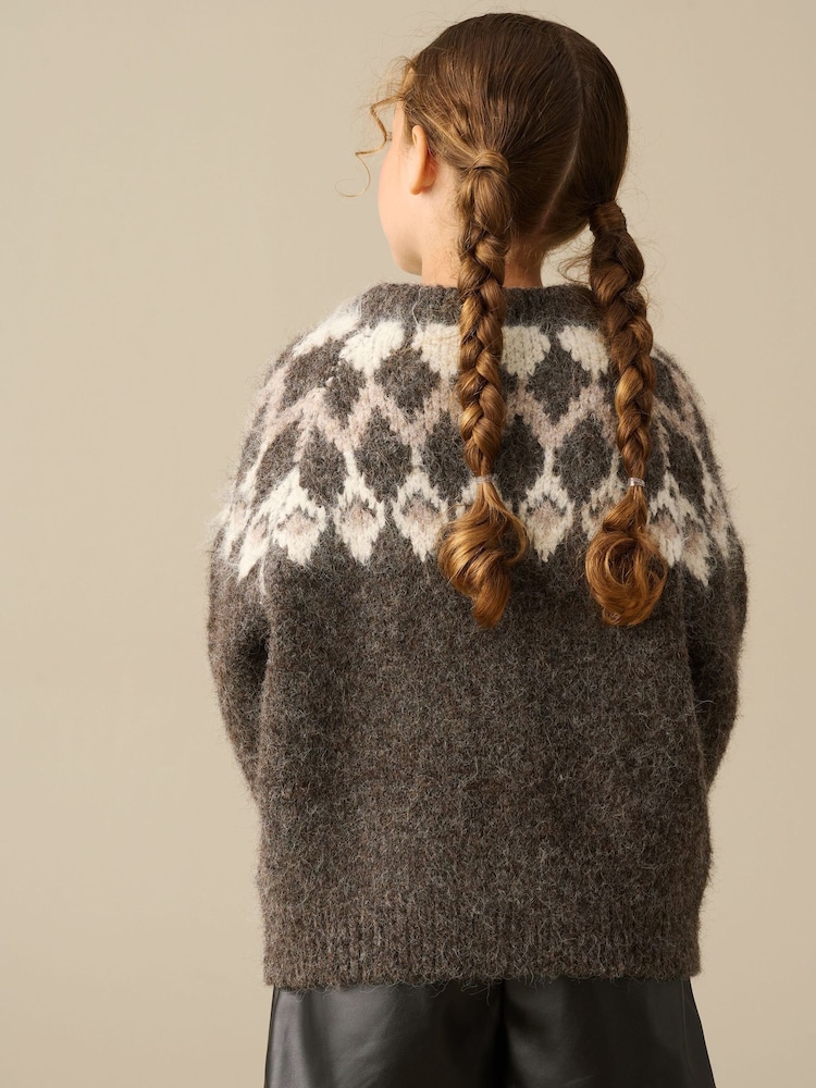 Angel & Rocket Brown Charlie Family Fairisle Knit Jumper - Image 2 of 5 Angel & Rocket Brown Charlie Family Fairisle Knit Jumper - Image 2 of 5