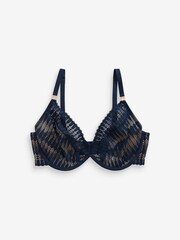 Navy Blue DD+ Non Pad Plunge Graphic Lace Non Pad Plunge Bra - Image 5 of 5