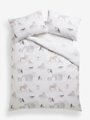 White Arctic Animals Reversible Brushed Cotton Duvet Cover and Pillowcase Set - Image 1 of 1
